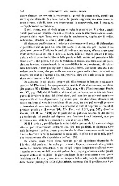 Studi e giudicati illustrativi del codice penale italiano supplemento alla Rivista Penale