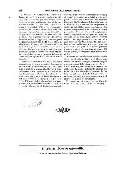 Studi e giudicati illustrativi del codice penale italiano supplemento alla Rivista Penale