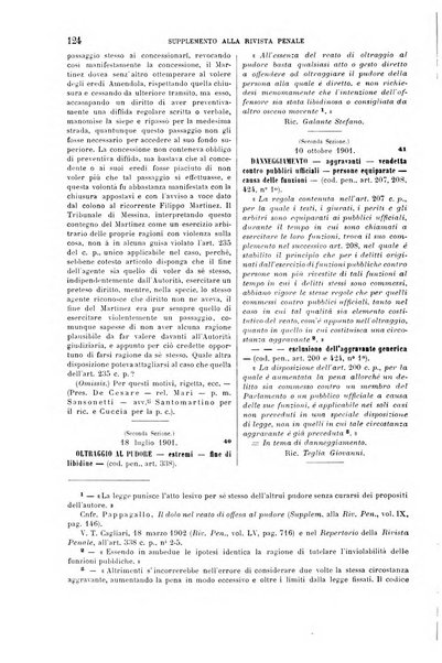 Studi e giudicati illustrativi del codice penale italiano supplemento alla Rivista Penale