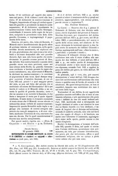 Studi e giudicati illustrativi del codice penale italiano supplemento alla Rivista Penale