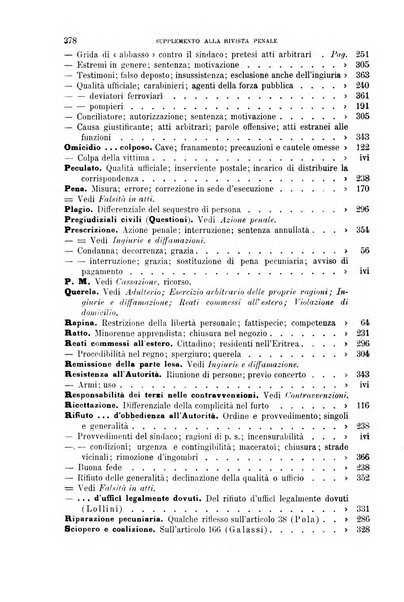 Studi e giudicati illustrativi del codice penale italiano supplemento alla Rivista Penale