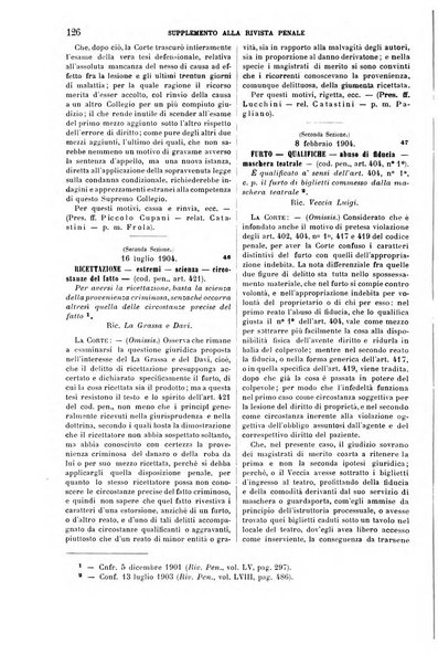 Studi e giudicati illustrativi del codice penale italiano supplemento alla Rivista Penale