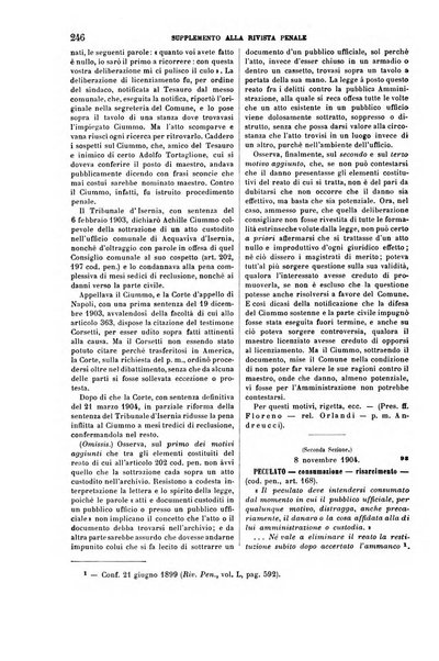 Studi e giudicati illustrativi del codice penale italiano supplemento alla Rivista Penale