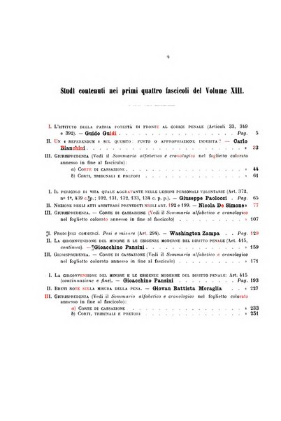 Studi e giudicati illustrativi del codice penale italiano supplemento alla Rivista Penale