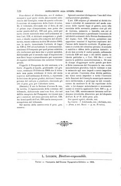 Studi e giudicati illustrativi del codice penale italiano supplemento alla Rivista Penale