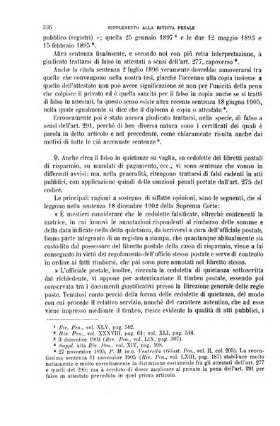 Studi e giudicati illustrativi del codice penale italiano supplemento alla Rivista Penale