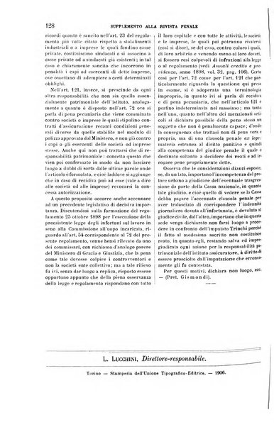 Studi e giudicati illustrativi del codice penale italiano supplemento alla Rivista Penale