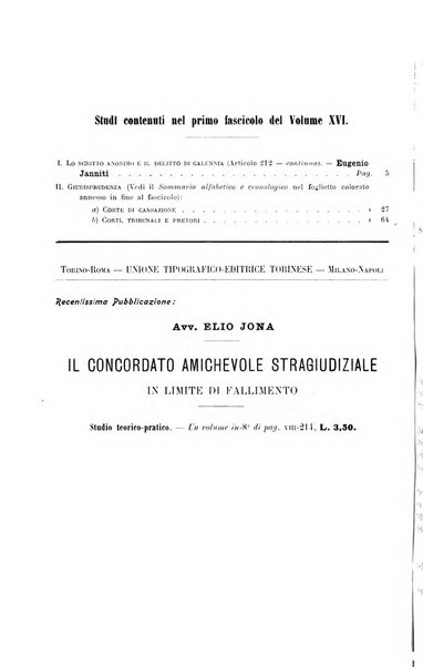 Studi e giudicati illustrativi del codice penale italiano supplemento alla Rivista Penale