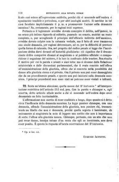 Studi e giudicati illustrativi del codice penale italiano supplemento alla Rivista Penale