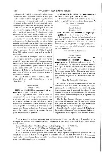 Studi e giudicati illustrativi del codice penale italiano supplemento alla Rivista Penale