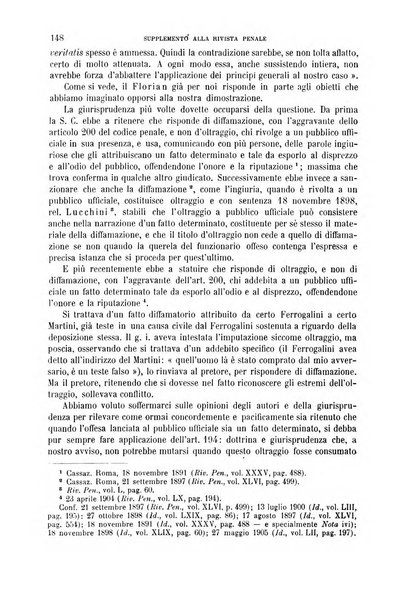 Studi e giudicati illustrativi del codice penale italiano supplemento alla Rivista Penale