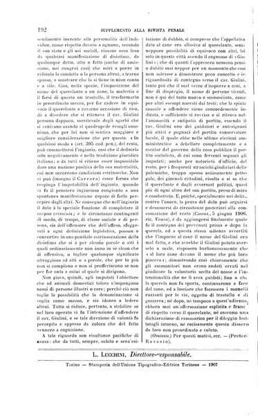 Studi e giudicati illustrativi del codice penale italiano supplemento alla Rivista Penale