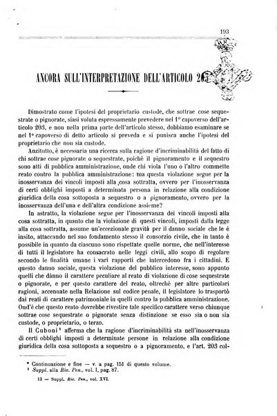 Studi e giudicati illustrativi del codice penale italiano supplemento alla Rivista Penale