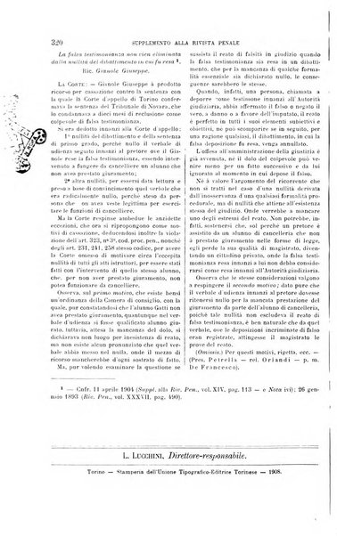 Studi e giudicati illustrativi del codice penale italiano supplemento alla Rivista Penale