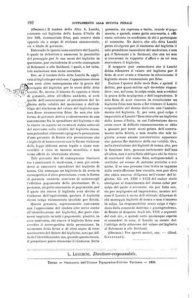 Studi e giudicati illustrativi del codice penale italiano supplemento alla Rivista Penale