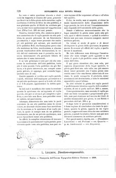 Studi e giudicati illustrativi del codice penale italiano supplemento alla Rivista Penale