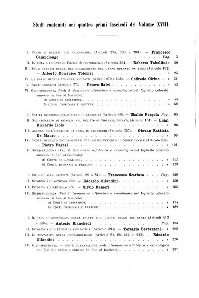 Studi e giudicati illustrativi del codice penale italiano supplemento alla Rivista Penale