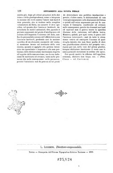 Studi e giudicati illustrativi del codice penale italiano supplemento alla Rivista Penale