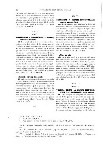 Studi e giudicati illustrativi del codice penale italiano supplemento alla Rivista Penale