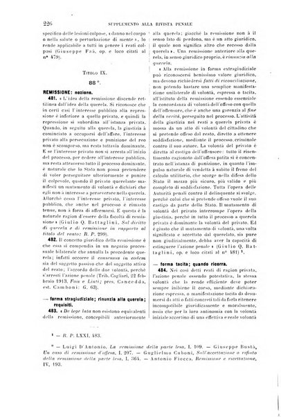 Studi e giudicati illustrativi del codice penale italiano supplemento alla Rivista Penale