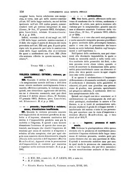 Studi e giudicati illustrativi del codice penale italiano supplemento alla Rivista Penale