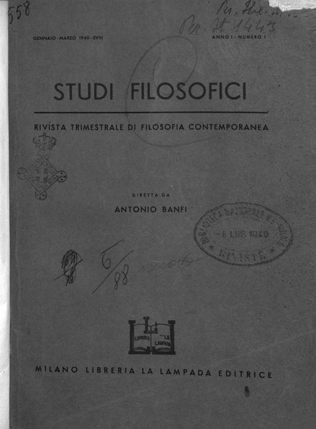 Studi filosofici rivista trimestrale di filosofia contemporanea