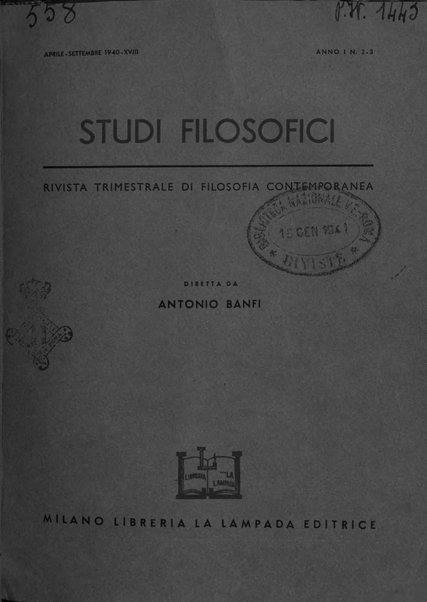 Studi filosofici rivista trimestrale di filosofia contemporanea