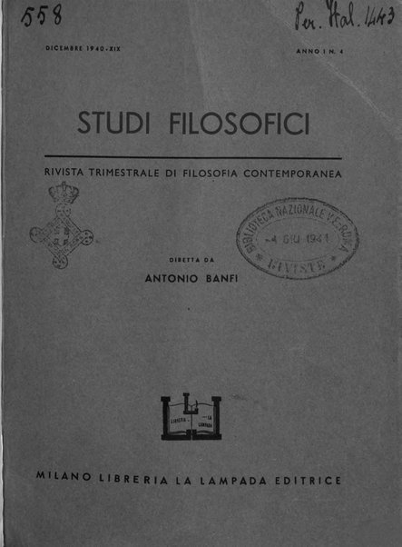 Studi filosofici rivista trimestrale di filosofia contemporanea