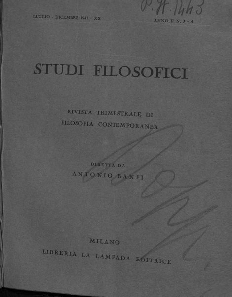 Studi filosofici rivista trimestrale di filosofia contemporanea