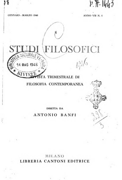 Studi filosofici rivista trimestrale di filosofia contemporanea