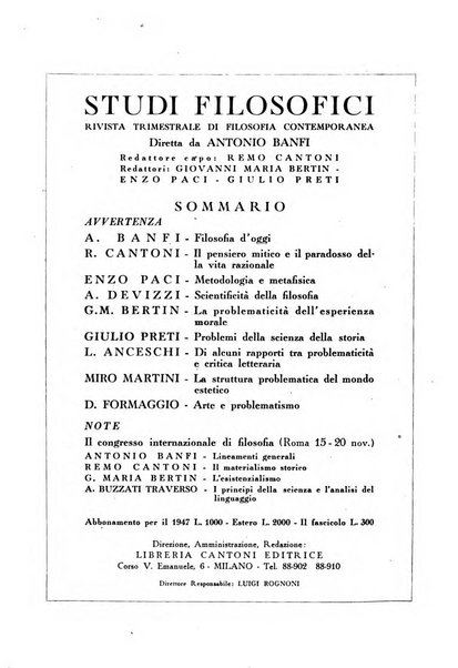 Studi filosofici rivista trimestrale di filosofia contemporanea