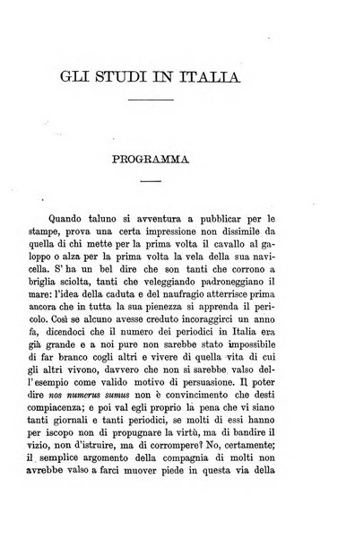 Gli studi in Italia periodico didattico, scientifico e letterario