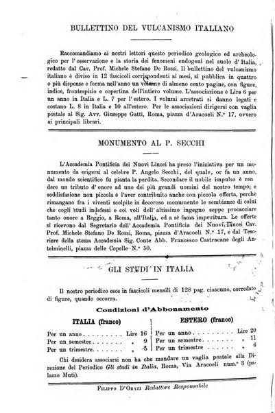 Gli studi in Italia periodico didattico, scientifico e letterario