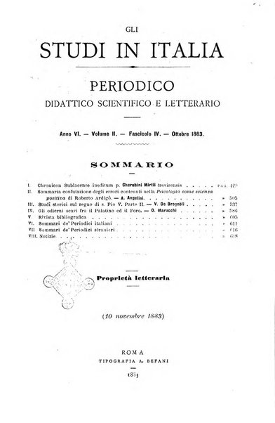 Gli studi in Italia periodico didattico, scientifico e letterario