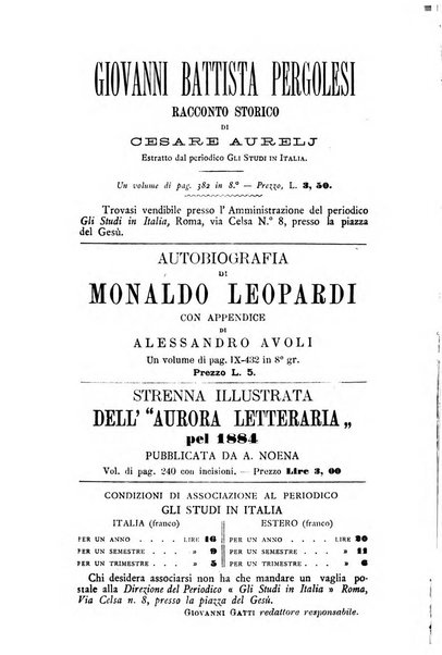 Gli studi in Italia periodico didattico, scientifico e letterario