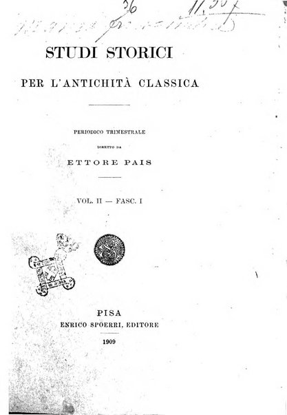 Studi storici per l'antichita classica