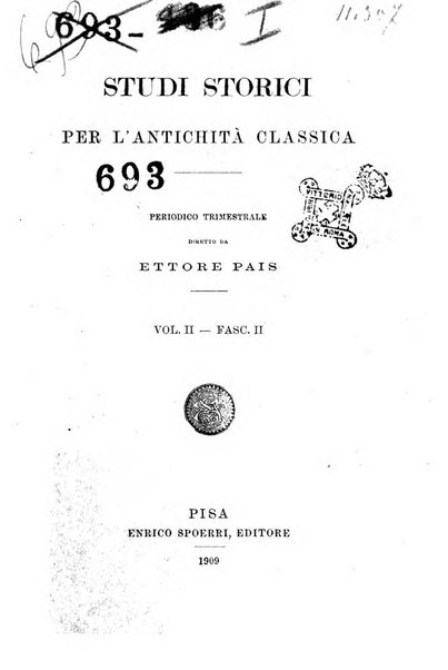 Studi storici per l'antichita classica