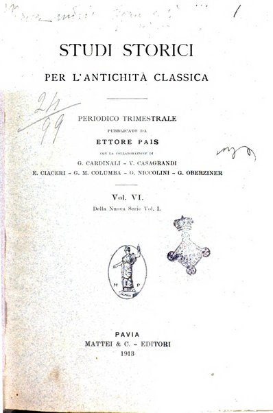 Studi storici per l'antichita classica