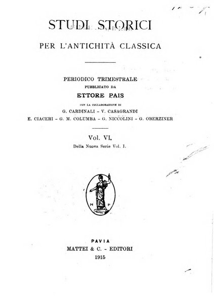 Studi storici per l'antichita classica