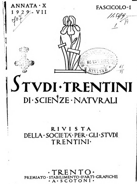 Studi trentini di scienze naturali rivista della Società per gli studi trentini