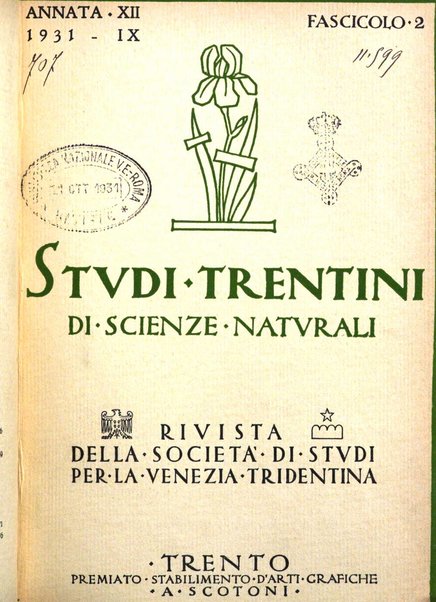 Studi trentini di scienze naturali rivista della Società per gli studi trentini