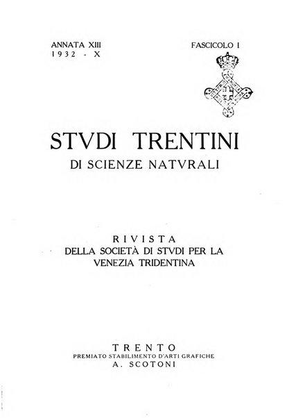 Studi trentini di scienze naturali rivista della Società per gli studi trentini