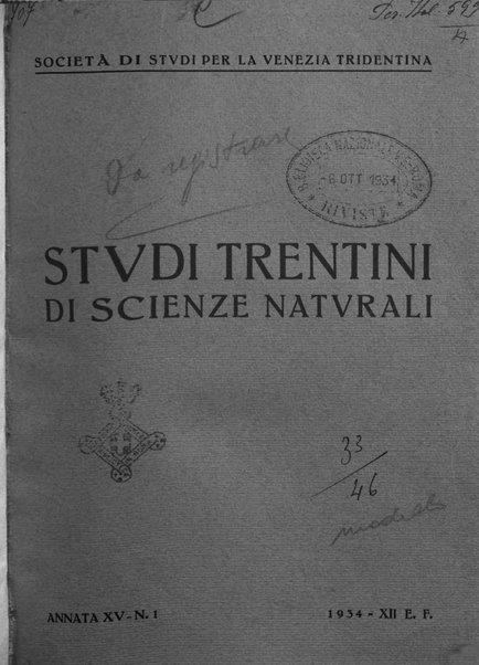 Studi trentini di scienze naturali rivista della Società per gli studi trentini