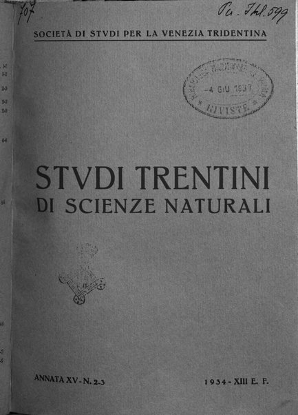 Studi trentini di scienze naturali rivista della Società per gli studi trentini