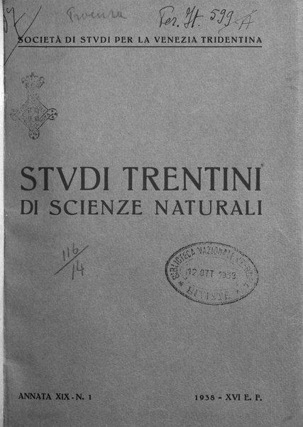 Studi trentini di scienze naturali rivista della Società per gli studi trentini