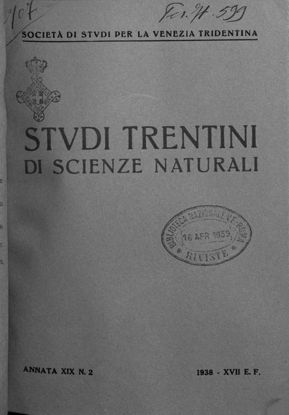 Studi trentini di scienze naturali rivista della Società per gli studi trentini