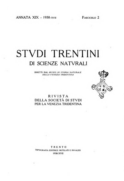 Studi trentini di scienze naturali rivista della Società per gli studi trentini