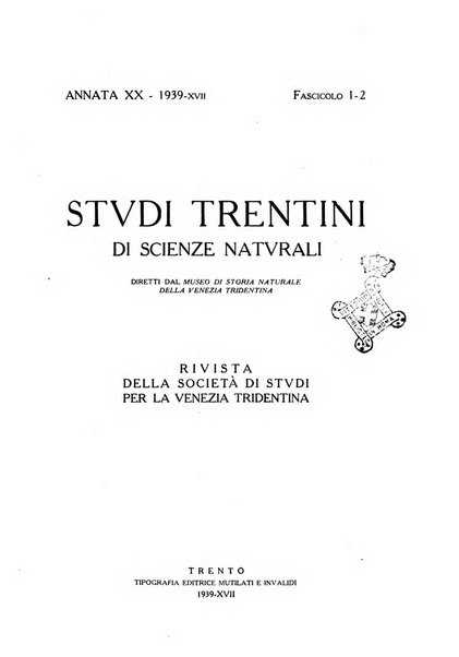 Studi trentini di scienze naturali rivista della Società per gli studi trentini