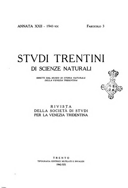 Studi trentini di scienze naturali rivista della Società per gli studi trentini