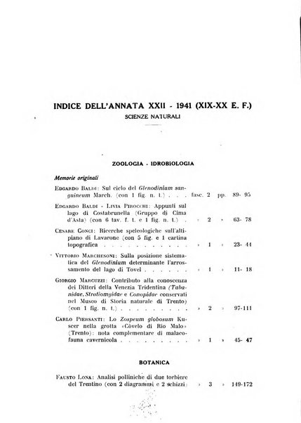 Studi trentini di scienze naturali rivista della Società per gli studi trentini